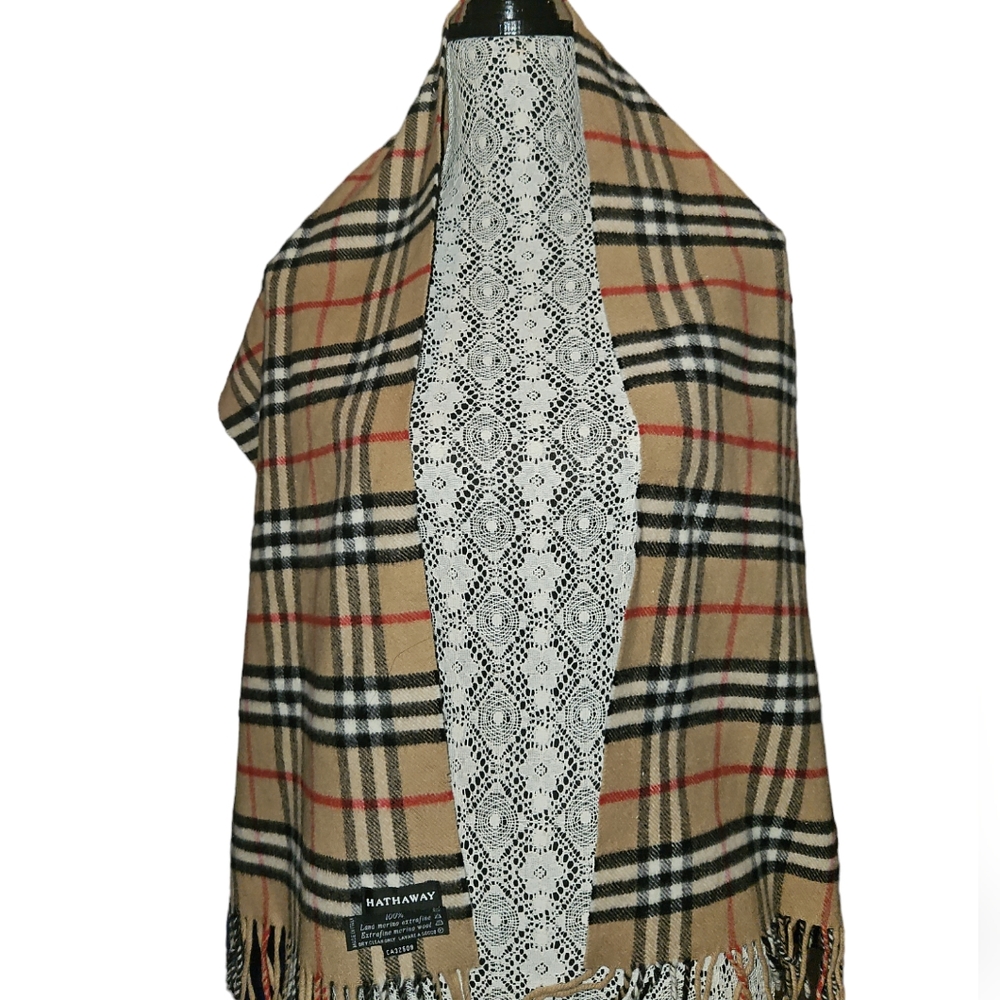 Italian Merino Wool Plaided Scarf